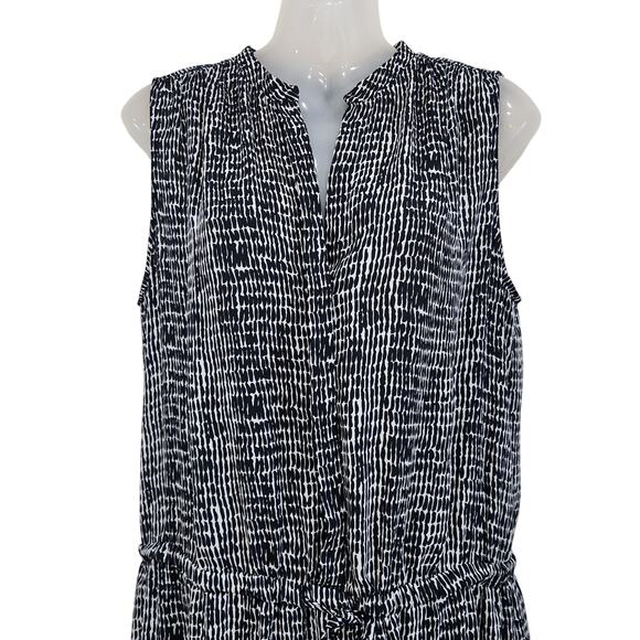 Hilary Radley Sleeveless Split Neck Sheer Tunic Dress Button Front Black Sz 10 - Picture 3 of 10